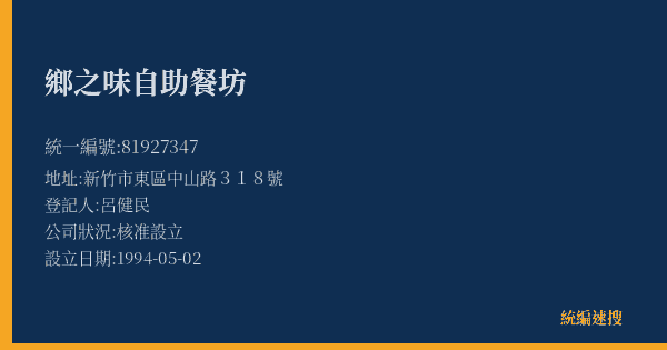 鄉之味自助餐坊的照片-統編 81927347(嘉義市) 公司登記資料與營業項目詳細圖表