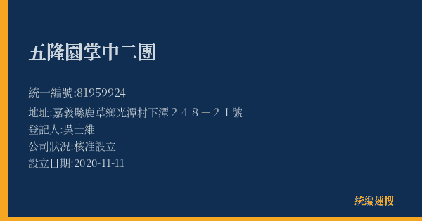 五隆園掌中二團的照片-統編 81959924(嘉義縣) 公司登記資料與營業項目詳細圖表