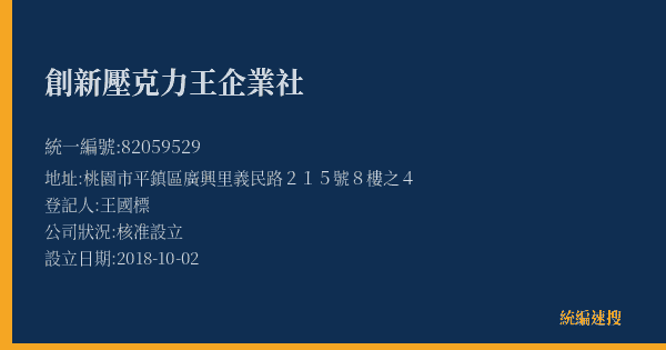 創新壓克力王企業社的照片-統編 82059529(桃園市) 公司登記資料與營業項目詳細圖表