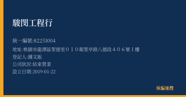 駿閔工程行的照片-統編 82251004(桃園市) 公司登記資料與營業項目詳細圖表