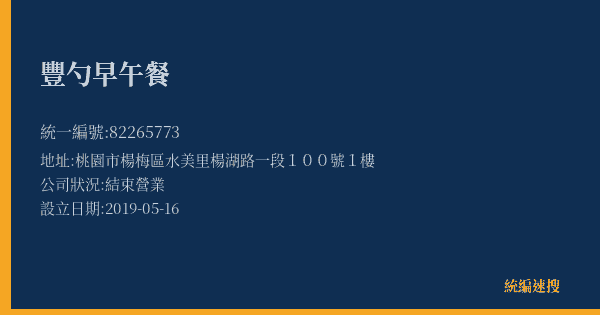 豐勺早午餐的照片-統編 82265773(桃園市) 公司登記資料與營業項目詳細圖表