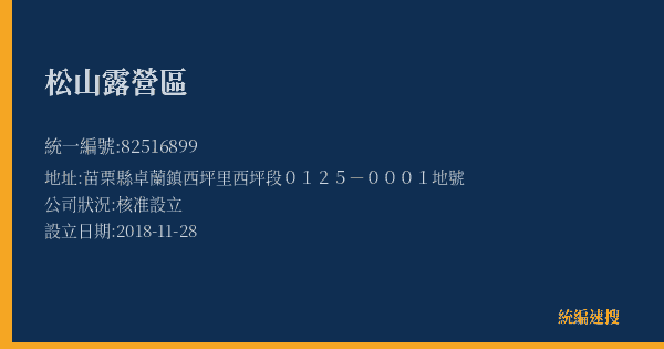 松山露營區的照片-統編 82516899(苗栗縣) 公司登記資料與營業項目詳細圖表