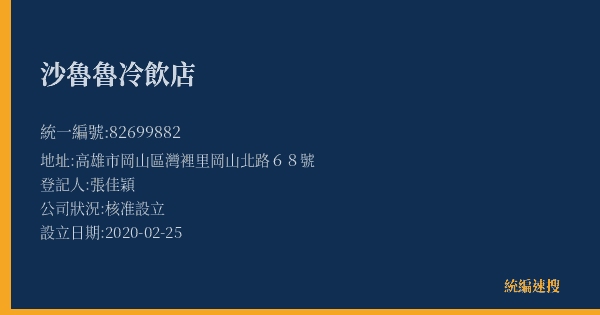 沙魯魯冷飲店的照片-統編 82699882(高雄市) 公司登記資料與營業項目詳細圖表