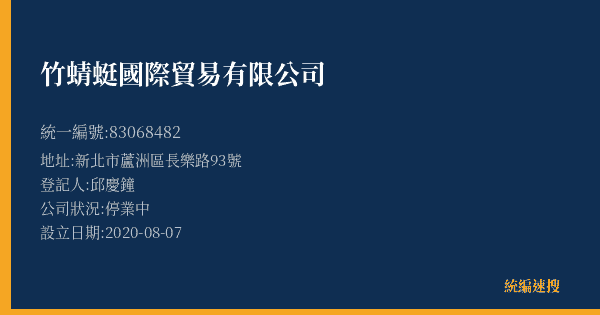 竹蜻蜓國際貿易有限公司的照片-統編 83068482(新北市) 公司登記資料與營業項目詳細圖表