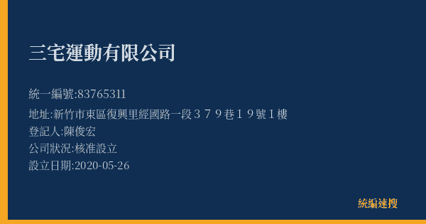 三宅運動有限公司的照片-統編 83765311(新竹市) 公司登記資料與營業項目詳細圖表