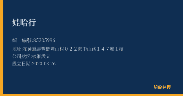 娃哈行的照片-統編 85205996(花蓮縣) 公司登記資料與營業項目詳細圖表