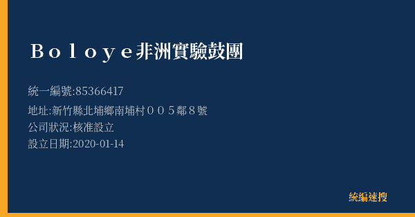 Boloye非洲實驗鼓團的照片-統編 85366417(新竹縣) 公司登記資料與營業項目詳細圖表