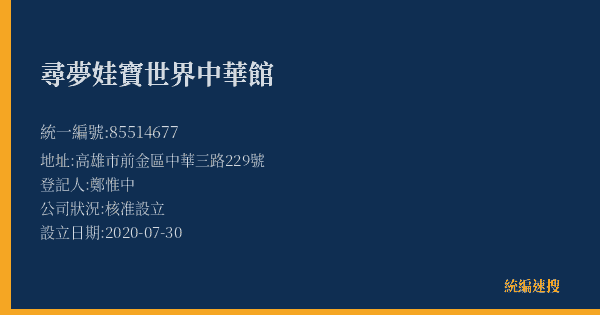 尋夢娃寶世界中華館的照片-統編 85514677(高雄市) 公司登記資料與營業項目詳細圖表