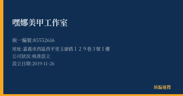 嘿娜美甲工作室的照片-統編 85552616(嘉義市) 公司登記資料與營業項目詳細圖表
