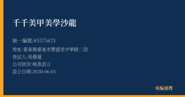 千千美甲美學沙龍的照片-統編 85575673(臺東縣) 公司登記資料與營業項目詳細圖表