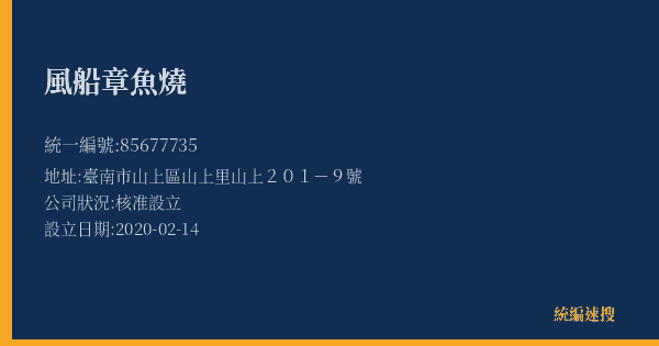 風船章魚燒的照片-統編 85677735(臺南市) 公司登記資料與營業項目詳細圖表