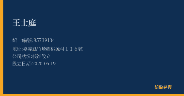 王士庭的照片-統編 85739134(嘉義縣) 公司登記資料與營業項目詳細圖表
