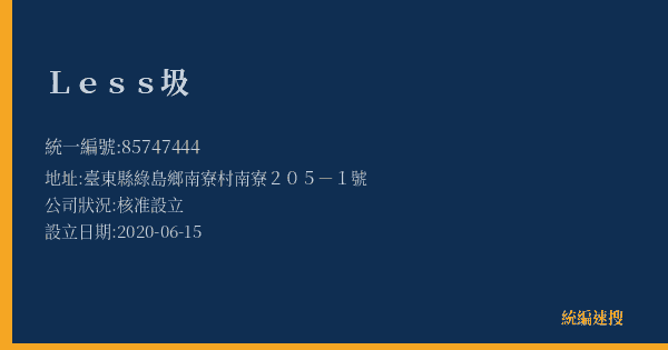 Less圾的照片-統編 85747444(臺東縣) 公司登記資料與營業項目詳細圖表