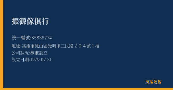 振源傢俱行的照片-統編 85838774(高雄市) 公司登記資料與營業項目詳細圖表