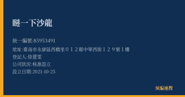 瞇一下沙龍的照片-統編 85953491(臺南市) 公司登記資料與營業項目詳細圖表