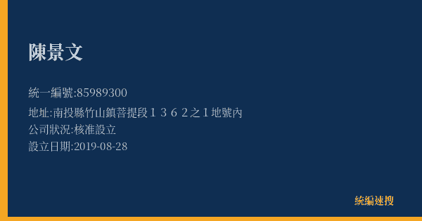 陳景文的照片-統編 85989300(南投縣) 公司登記資料與營業項目詳細圖表