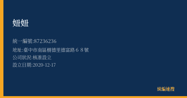 妞妞的照片-統編 87236236(臺中市) 公司登記資料與營業項目詳細圖表