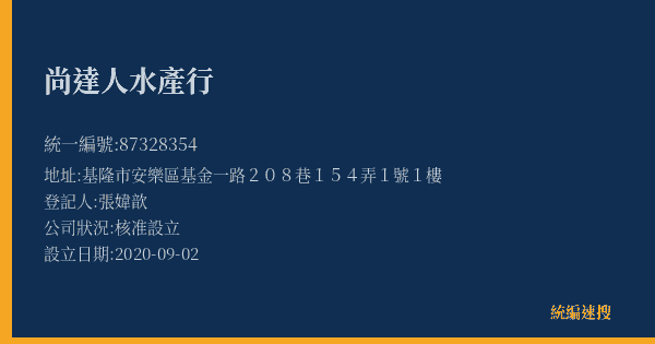 尚達人水產行的照片-統編 87328354(基隆市) 公司登記資料與營業項目詳細圖表