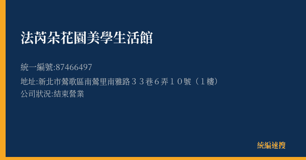法芮朵花園美學生活館的照片-統編 87466497(新北市) 公司登記資料與營業項目詳細圖表