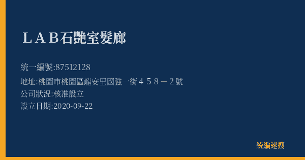 LAB石艷室髮廊的照片-統編 87512128(桃園市) 公司登記資料與營業項目詳細圖表