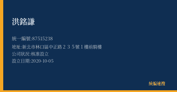 洪銘謙的照片-統編 87515238(新北市) 公司登記資料與營業項目詳細圖表