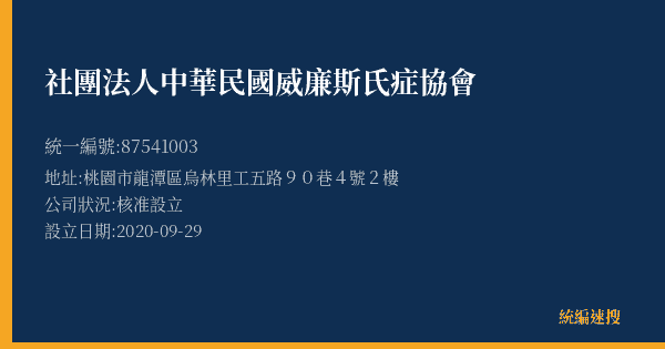 社團法人中華民國威廉斯氏症協會的照片-統編 87541003(桃園市) 公司登記資料與營業項目詳細圖表