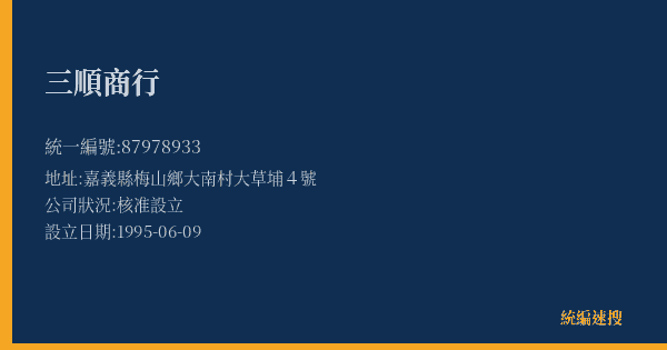 三順商行的照片-統編 87978933(嘉義縣) 公司登記資料與營業項目詳細圖表