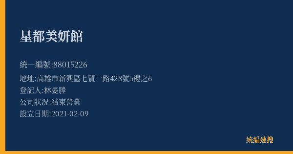 星都美妍館的照片-統編 88015226(高雄市) 公司登記資料與營業項目詳細圖表