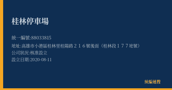 桂林停車場的照片-統編 88033815(高雄市) 公司登記資料與營業項目詳細圖表