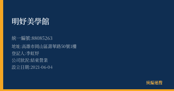 明妤美學館的照片-統編 88085263(高雄市) 公司登記資料與營業項目詳細圖表