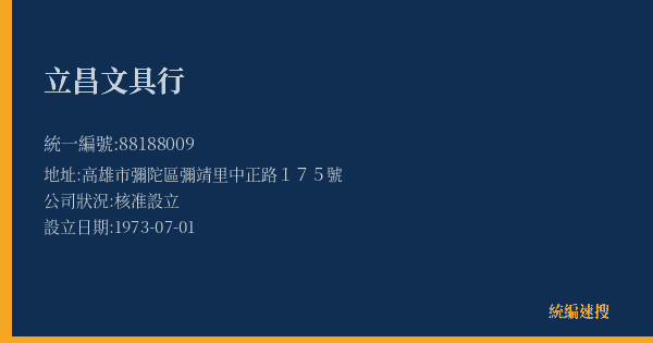 立昌文具行的照片-統編 88188009(高雄市) 公司登記資料與營業項目詳細圖表
