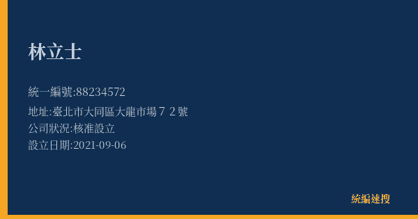 林立士的照片-統編 88234572(臺北市) 公司登記資料與營業項目詳細圖表