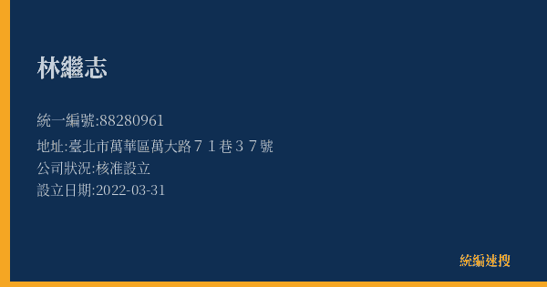 林繼志的照片-統編 88280961(臺北市) 公司登記資料與營業項目詳細圖表