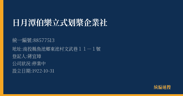 日月潭伯樂立式划槳企業社的照片-統編 88577513(南投縣) 公司登記資料與營業項目詳細圖表