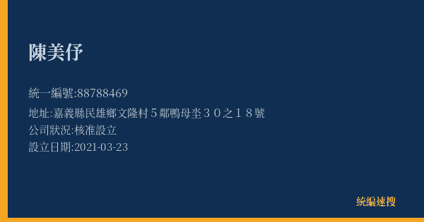 陳美伃的照片-統編 88788469(嘉義縣) 公司登記資料與營業項目詳細圖表