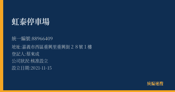 虹泰停車場的照片-統編 88966409(嘉義市) 公司登記資料與營業項目詳細圖表