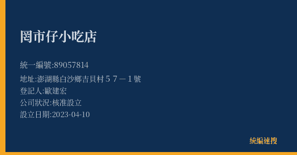 罔市仔小吃店的照片-統編 89057814(澎湖縣) 公司登記資料與營業項目詳細圖表