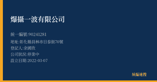 爆攝一波有限公司的照片-統編 90241281(彰化縣) 公司登記資料與營業項目詳細圖表