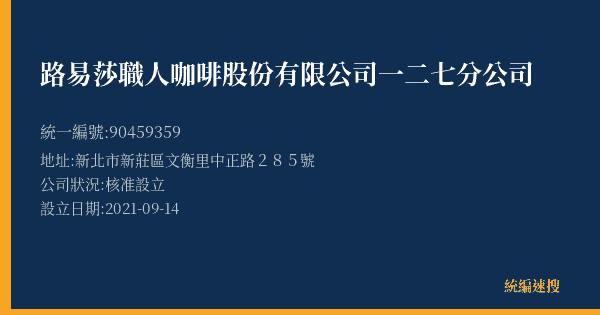 路易莎職人咖啡股份有限公司一二七分公司的照片-統編 90459359(新北市) 公司登記資料與營業項目詳細圖表