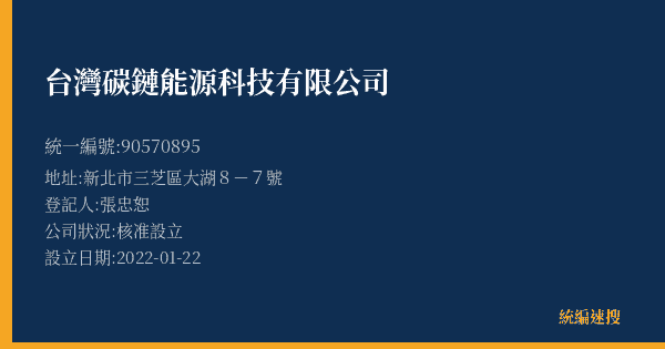 台灣碳鏈能源科技有限公司的照片-統編 90570895(新北市) 公司登記資料與營業項目詳細圖表