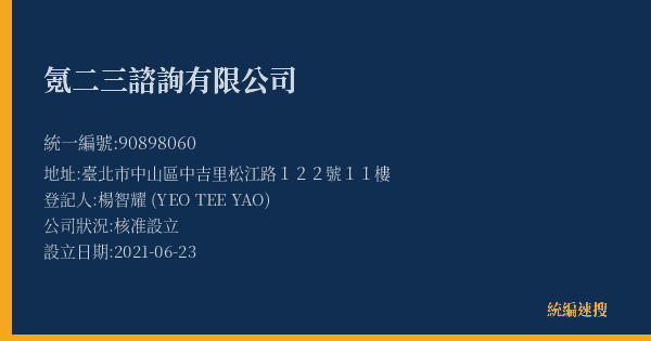 氪二三諮詢有限公司的照片-統編 90898060(臺北市) 公司登記資料與營業項目詳細圖表