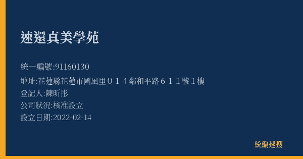 速還真美學苑的照片-統編 91160130(花蓮縣) 公司登記資料與營業項目詳細圖表
