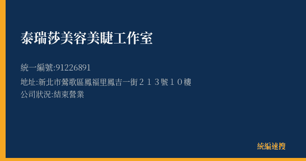 泰瑞莎美容美睫工作室的照片-統編 91226891(新北市) 公司登記資料與營業項目詳細圖表