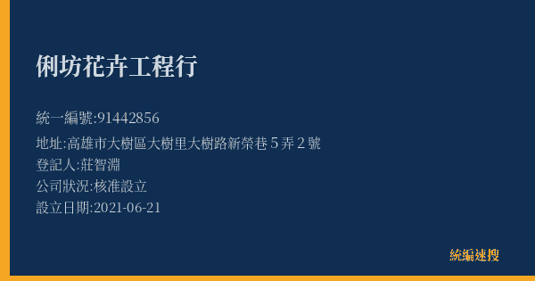 俐坊花卉工程行的照片-統編 91442856(高雄市) 公司登記資料與營業項目詳細圖表