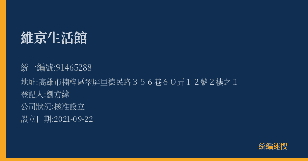維京生活館的照片-統編 91465288(高雄市) 公司登記資料與營業項目詳細圖表