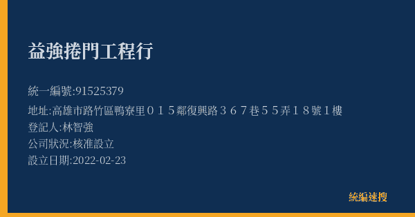 益強捲門工程行的照片-統編 91525379(高雄市) 公司登記資料與營業項目詳細圖表