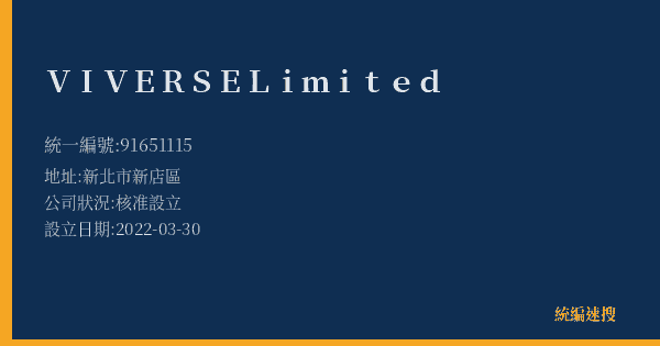VIVERSE Limited的照片-統編 91651115(新北市) 公司登記資料與營業項目詳細圖表