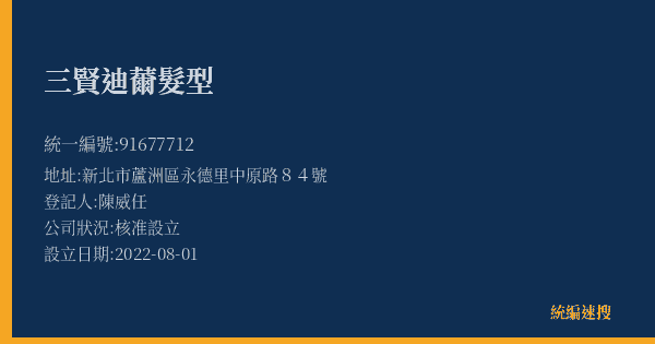 三賢迪薾髮型的照片-統編 91677712(新北市) 公司登記資料與營業項目詳細圖表