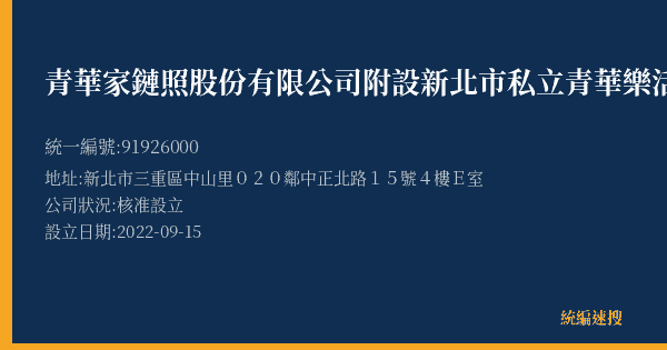 青華家鏈照股份有限公司附設新北市私立青華樂活居家長照機構的照片-統編 91926000(新北市) 公司登記資料與營業項目詳細圖表