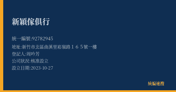 新穎傢俱行的照片-統編 92782945(新竹市) 公司登記資料與營業項目詳細圖表